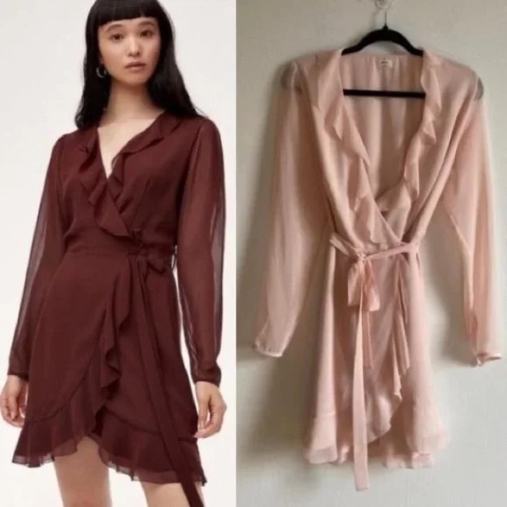 aritzia Wilfred light pink Louise wrap dress size medium